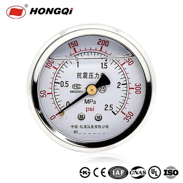 Hongqi Endüstriyel Hizmet Basınç Göstergesi 60mm (2.5") M14*1.5 Tam Paslanmaz Çelik İç Parçalar